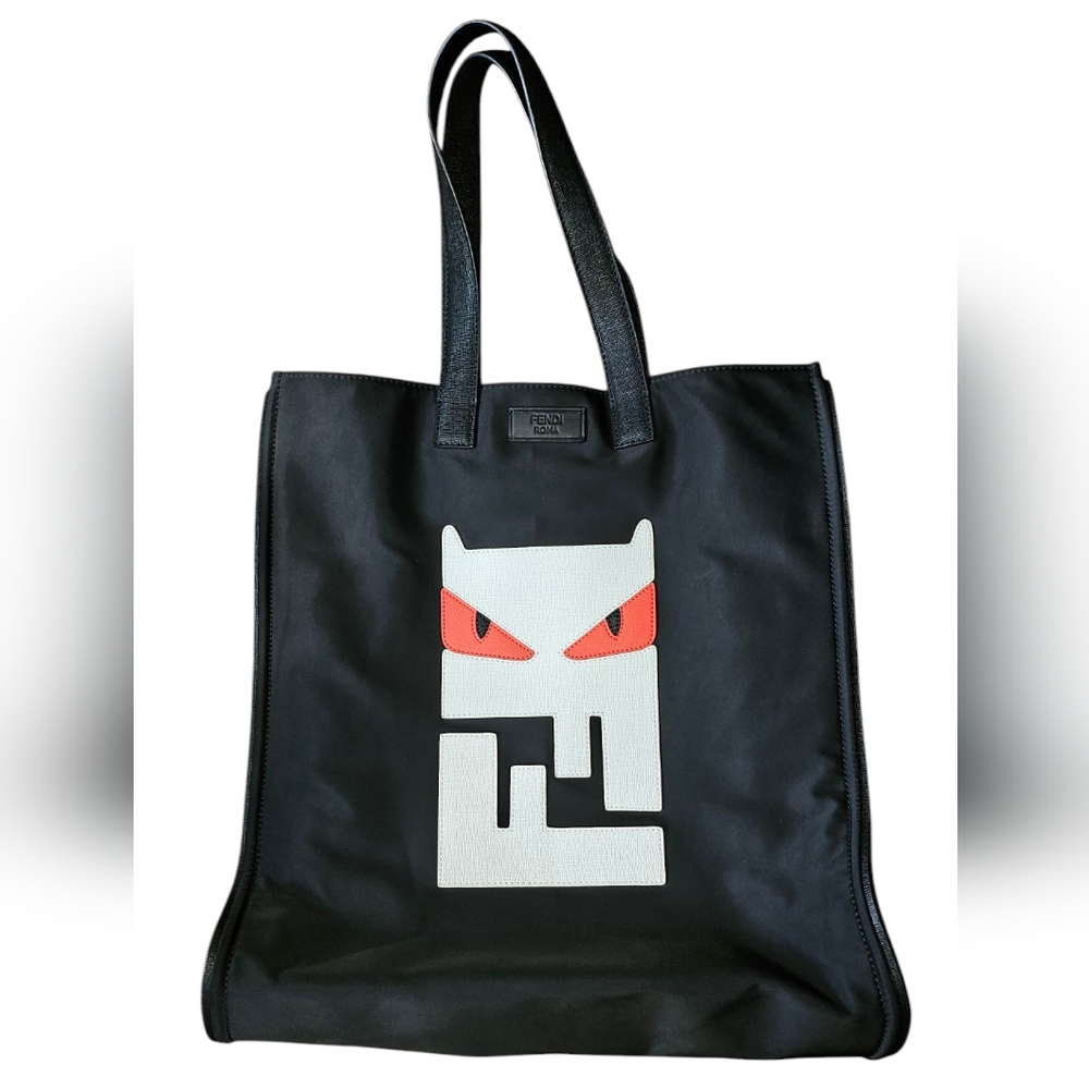 Fendi Tote Hand Bag Black Canvas Cloth